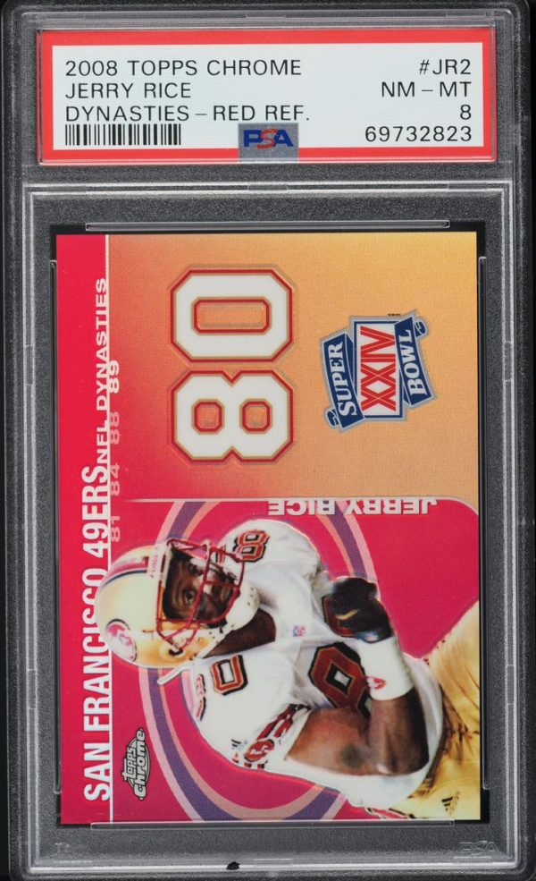 2008 Topps Chrome Dynasties Red Refractor Jerry Rice /10 #DYNC-JR2 PSA 8 NM-MT