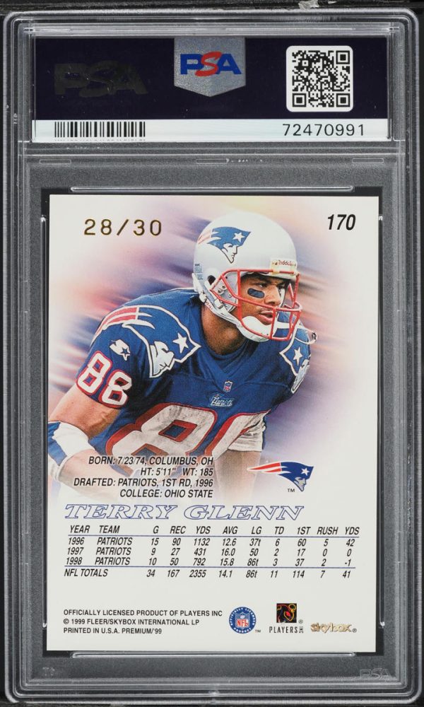1999 Skybox Premium Shining Star Rubies Terry Glenn /30 #170 PSA 9 MINT - Image 2