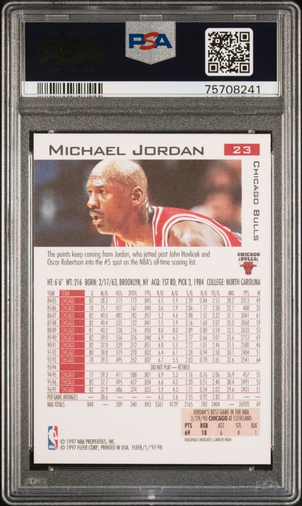 1997 Fleer Michael Jordan #23 PSA 10 Gem Mint - Image 2