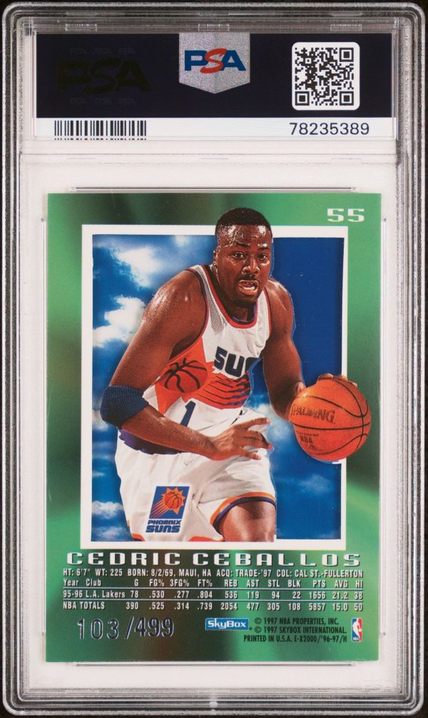 1996 Skybox E-X2000 Credentials Cedric Ceballos #55 /499 PSA 8 - Image 2