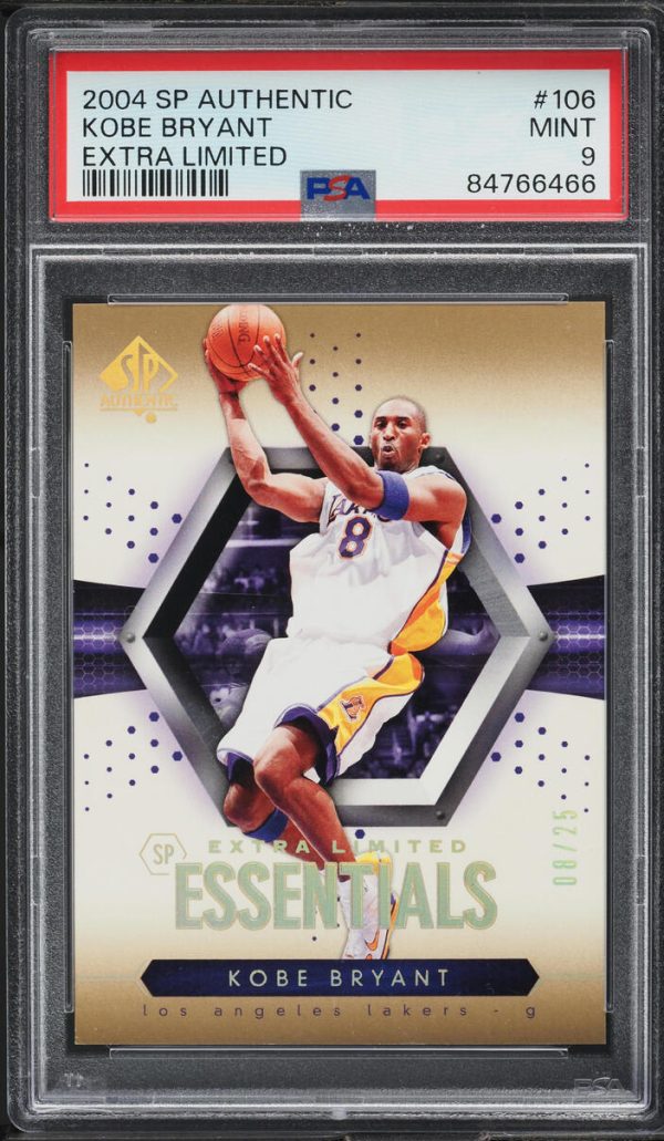 2004 SP Authentic Extra Limited Kobe Bryant JERSEY # 8/25 #106 PSA 9 MINT