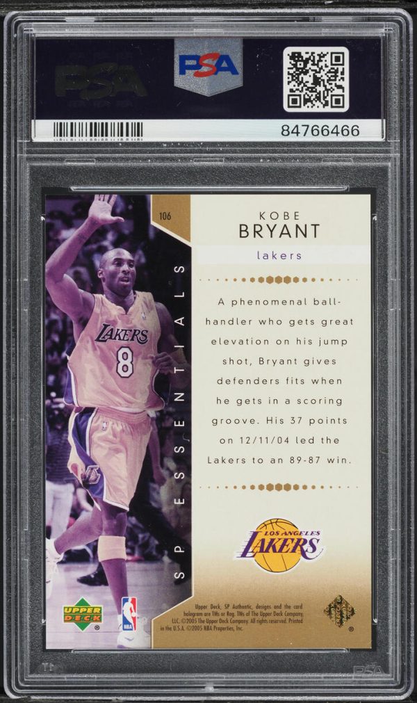 2004 SP Authentic Extra Limited Kobe Bryant JERSEY # 8/25 #106 PSA 9 MINT - Image 2