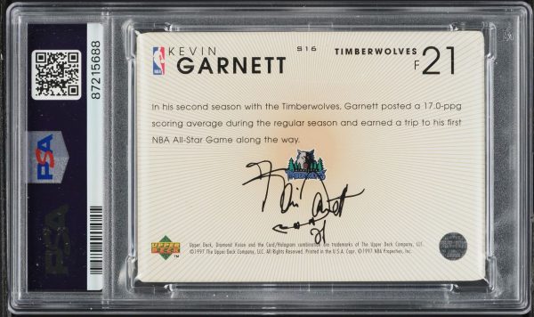 1997 Upper Deck Diamond Vision Signature Moves Kevin Garnett #S16 PSA 8 NM-MT - Image 2