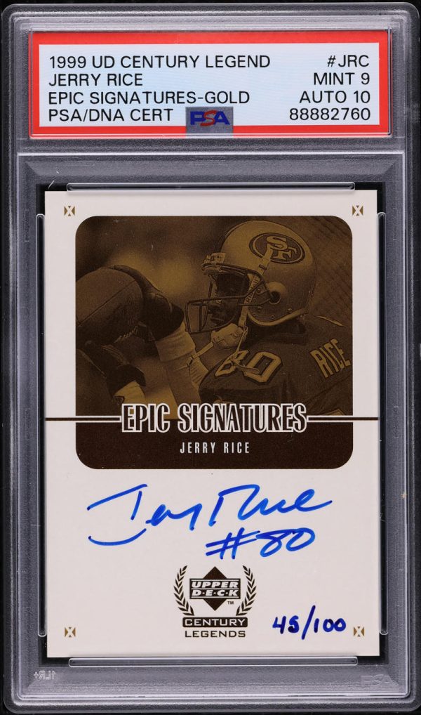 1999 Upper Deck Century Legends Epic Gold Jerry Rice Auto /100 PSA 9 Auto 10