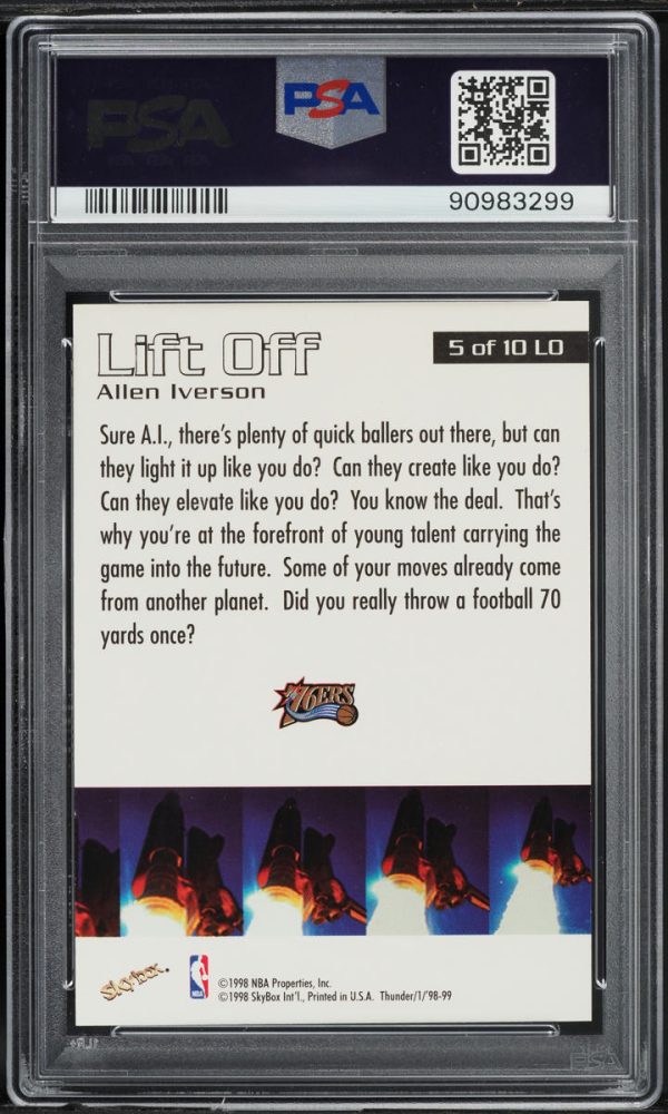 1998 Skybox Thunder Lift Off Allen Iverson #5LO PSA 10 GEM MINT - Image 2