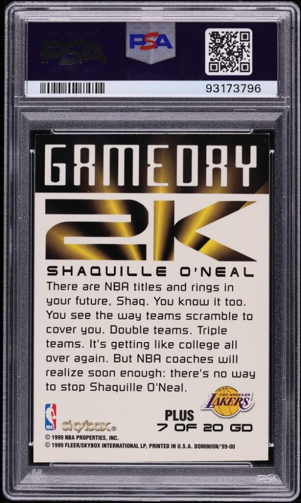 1999 Skybox Dominion Game Day 2k Plus Shaquille O'Neal #7GD PSA 8.5 NM-MT+ - Image 2
