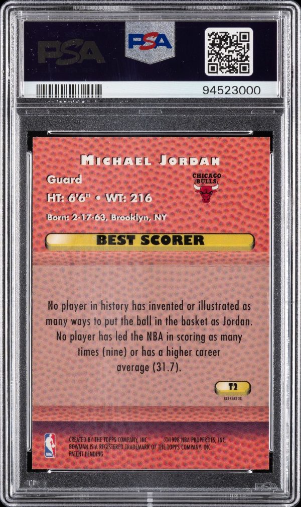1997 Bowman's Best Techniques Refractor Michael Jordan #T2 PSA 9 Mint - Image 2