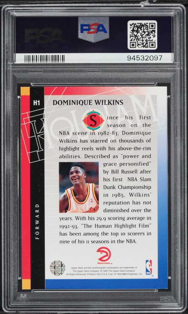 1993 Upper Deck Holojam Dominique Wilkins #H1 PSA 9 MINT - Image 2