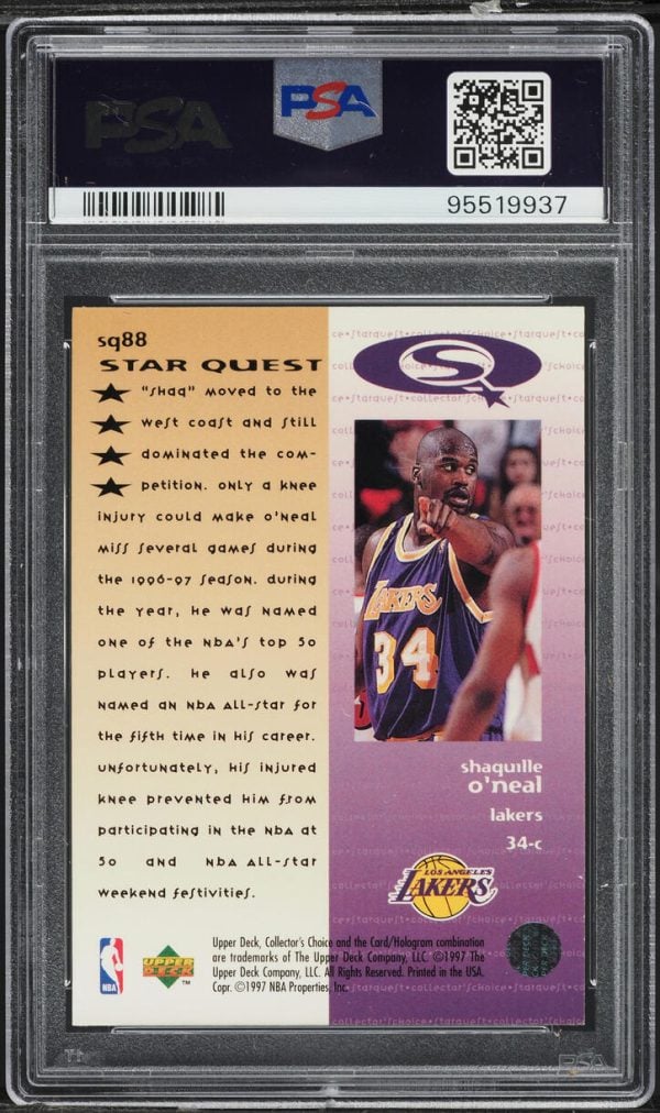 1997 Collector's Choice Starquest Shaquille O'Neal #SQ88 PSA 10 GEM MINT - Image 2