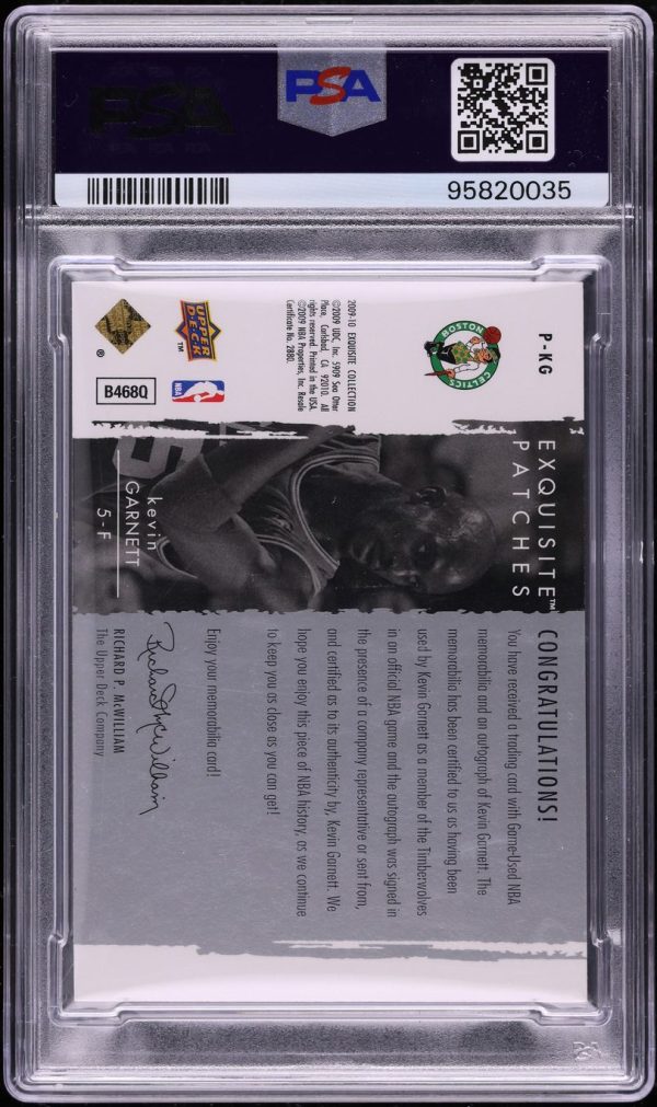 2009 Exquisite Collection Kevin Garnett PATCH AUTO /50 #P-KG PSA 9 MINT - Image 2