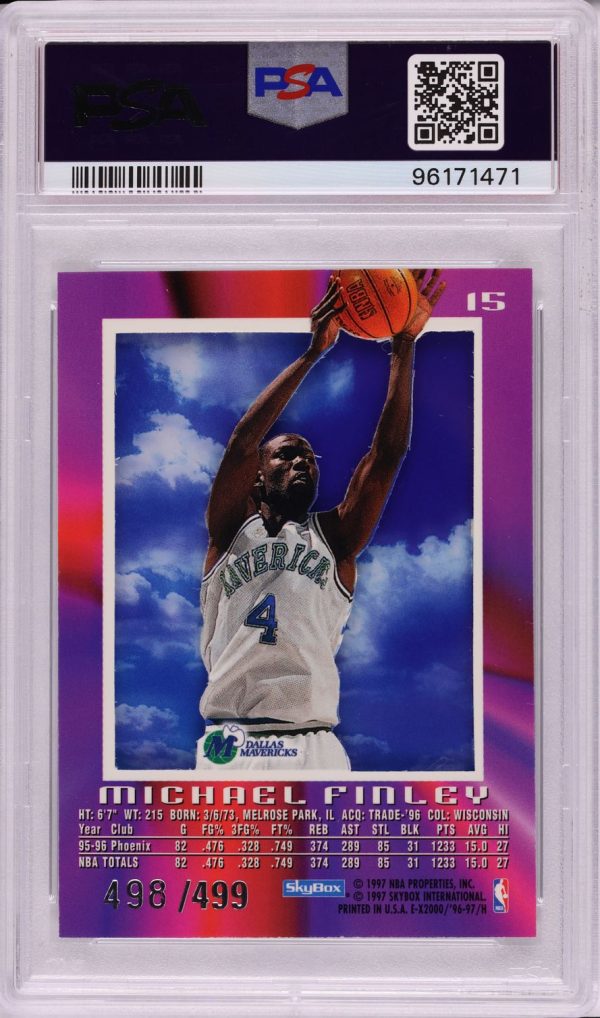 1996 Skybox E-X2000 Credentials Michael Finley /499 #15 PSA 9 MINT - Image 2