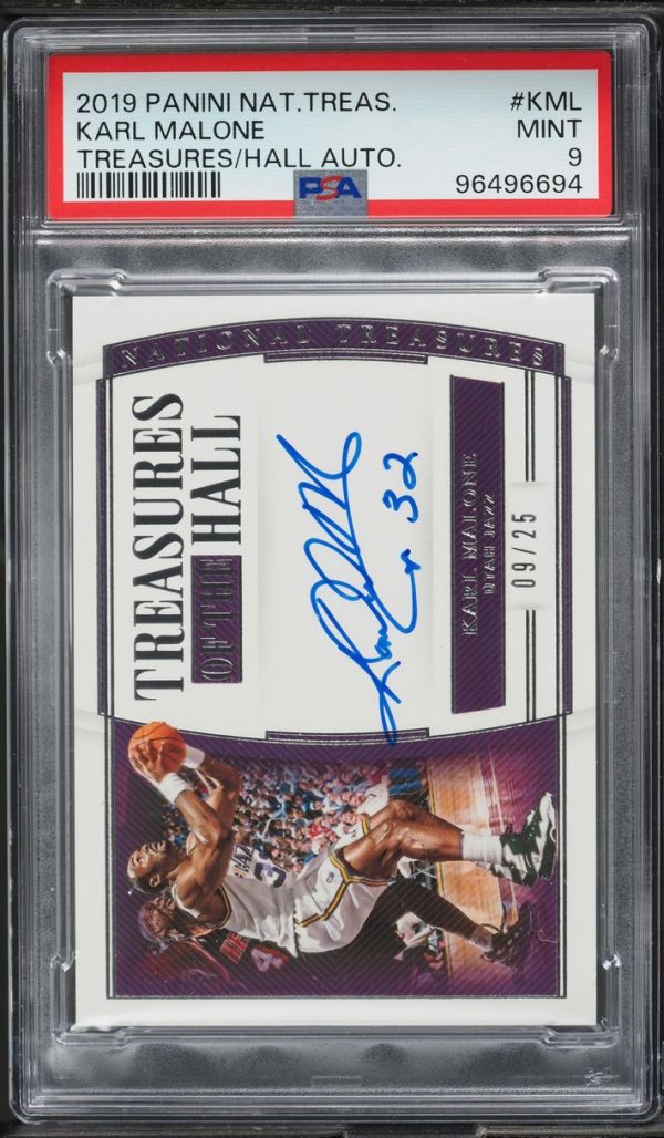 2019 National Treasures Of The Hall Karl Malone AUTO /25 #TH-KML PSA 9 MINT