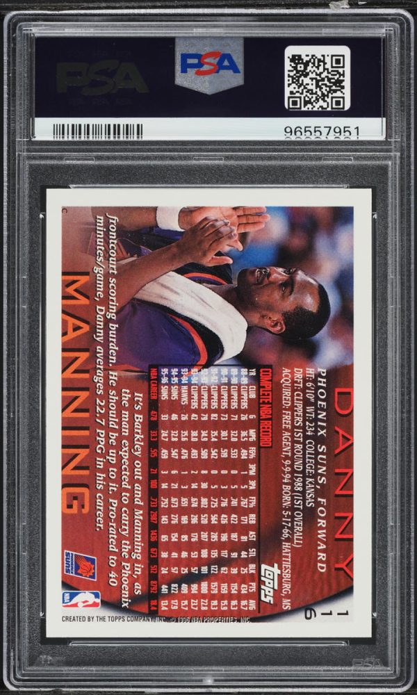 1996 Topps NBA 50th Danny Manning #116 PSA 10 GEM MINT - Image 2