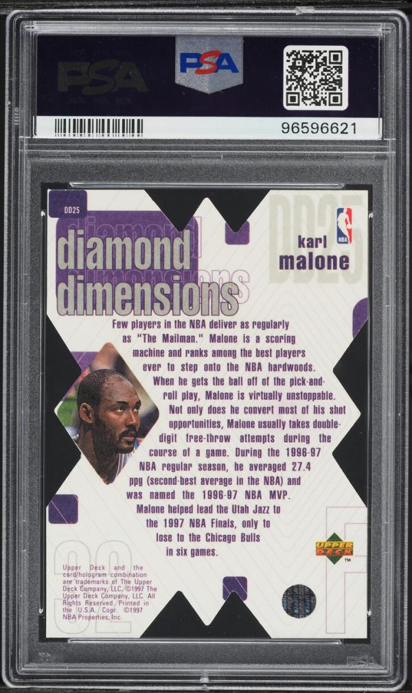 1997 Upper Deck Diamond Dimensions Karl Malone /100 #DD25 PSA 7 NRMT - Image 2
