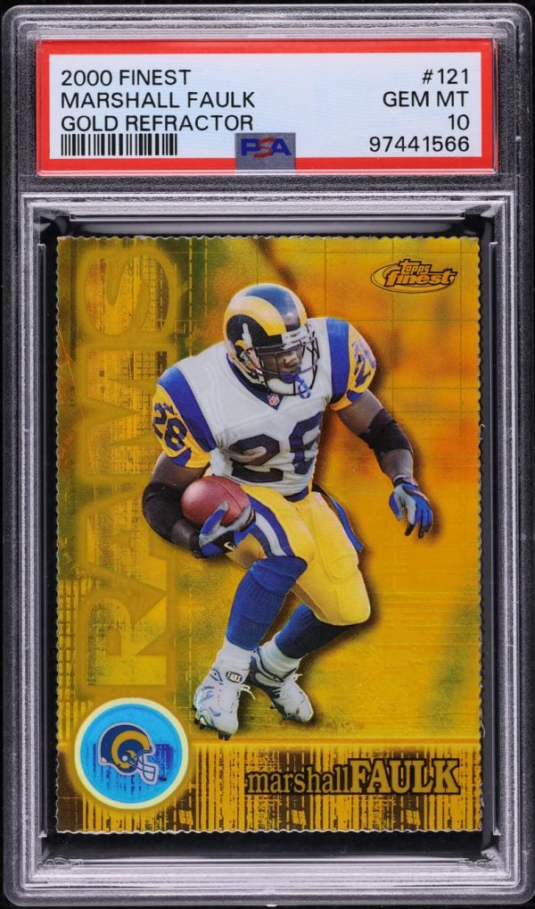 2000 Finest Gold Refractor Marshall Faulk /300 #121 PSA 10 GEM MINT