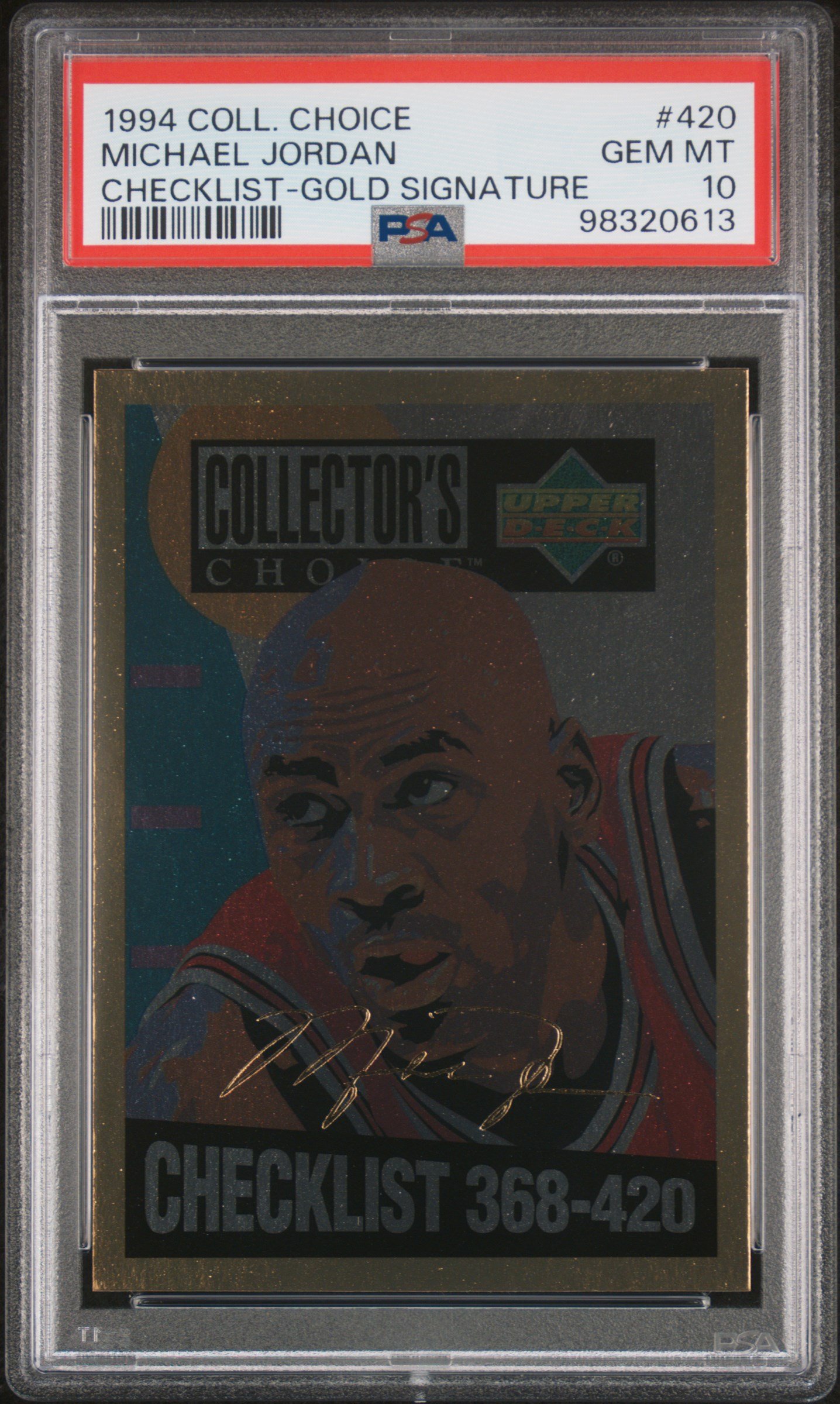 1994 Collector's Choice Checklist Gold Signature Michael Jordan #420 ...