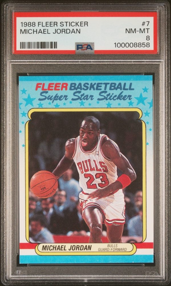 1988 Fleer Sticker Michael Jordan #7 PSA 8