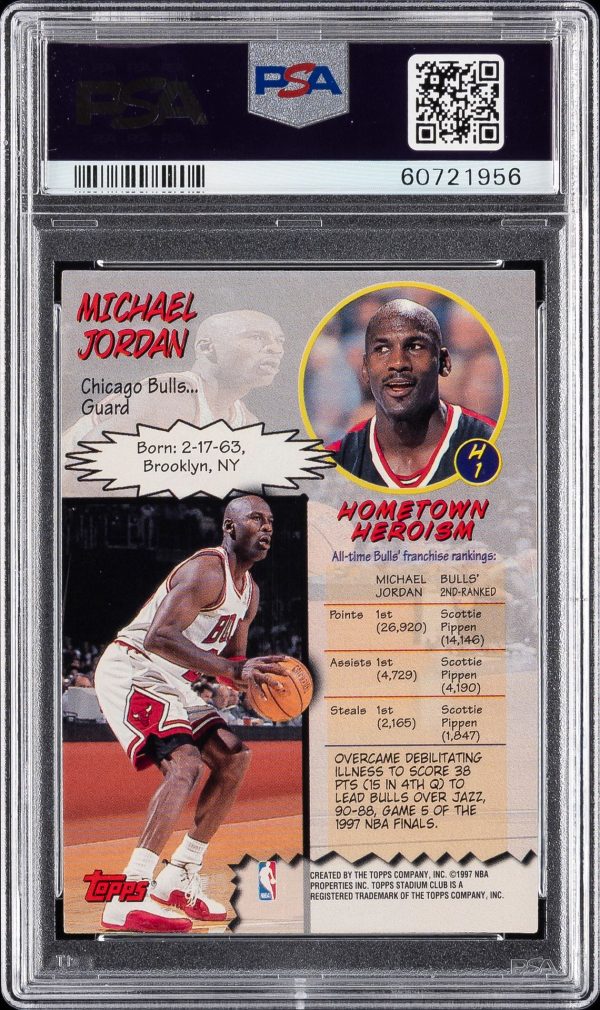 1997 Stadium Club Michael Jordan Hardcourt Heroics #H1 PSA 9 Mint - Image 2