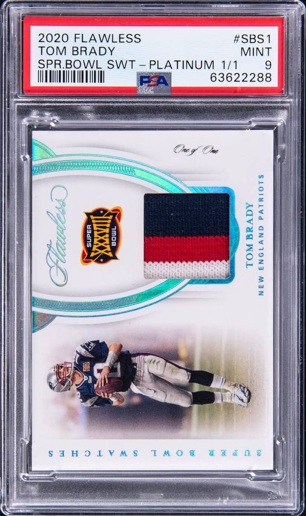 2020 Panini Flawless Super Bowl Swatches Platinum Tom Brady #SBS1 1/1 PSA 9 Mint