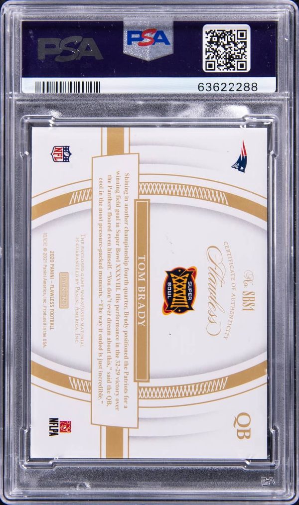 2020 Panini Flawless Super Bowl Swatches Platinum Tom Brady #SBS1 1/1 PSA 9 Mint - Image 2