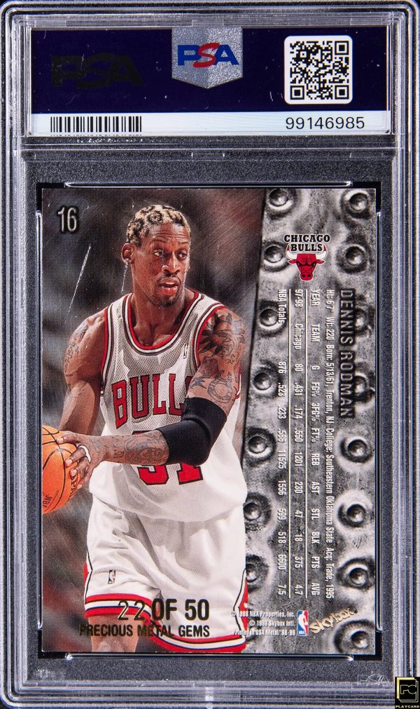 1998 Metal Universe Precious Metal Gems Dennis Rodman #16 /50 PSA 8 - Image 2