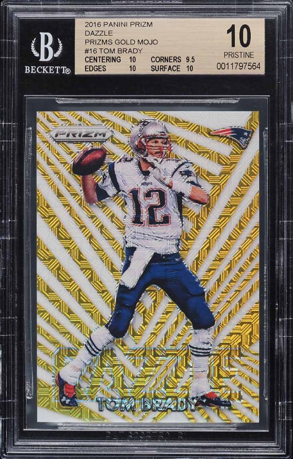 2016 Panini Prizm Dazzle Gold Mojo Prizms Tom Brady /10 #16 BGS 10 Pristine
