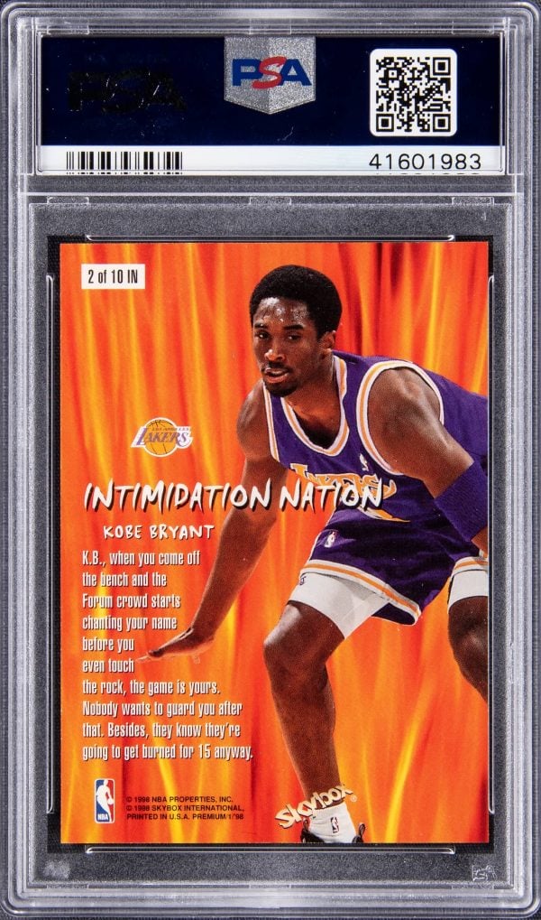 1998 Skybox Premium Intimidation Nation Kobe Bryant #2 PSA 10 Gem Mint - Image 2