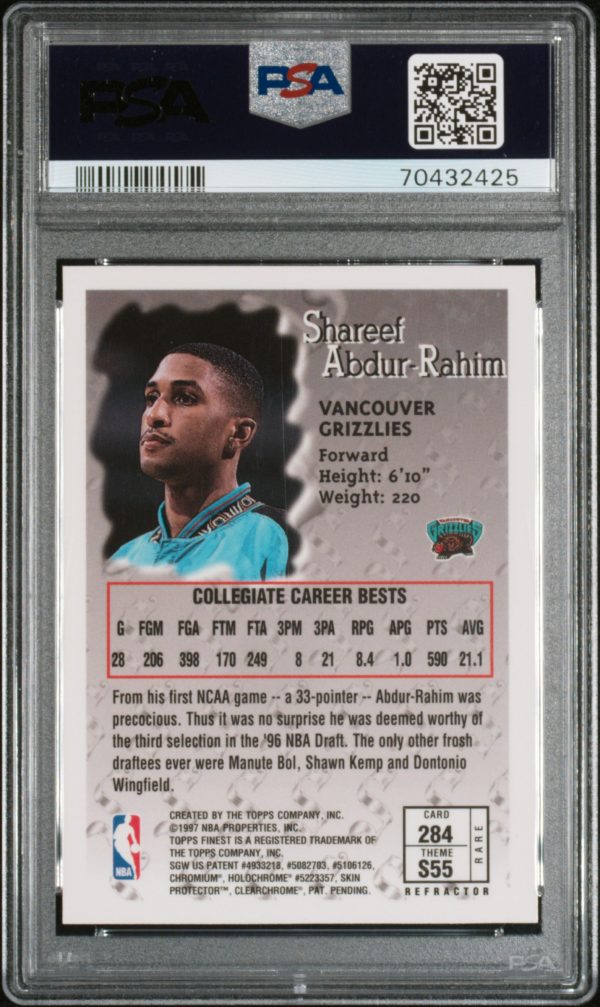 1996 Finest Refractor Shareef Abdur-Rahim #284 PSA 9 Mint - Image 2