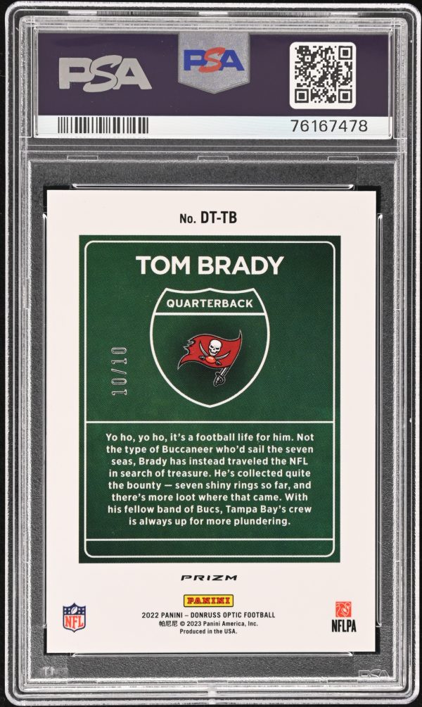 2022 Donruss Optic Downtown Gold Tom Brady #DTTB /10 PSA 9 Mint - Image 2