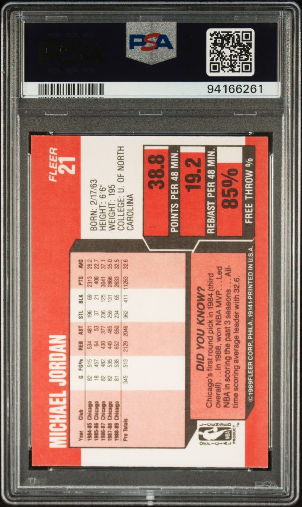 1989 Fleer Michael Jordan #21 PSA 9 Mint - Image 2