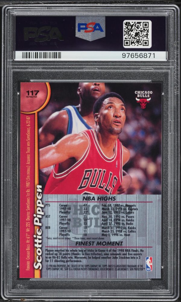 1998 Finest Refractor Scottie Pippen #117 PSA 10 GEM MINT - Image 2