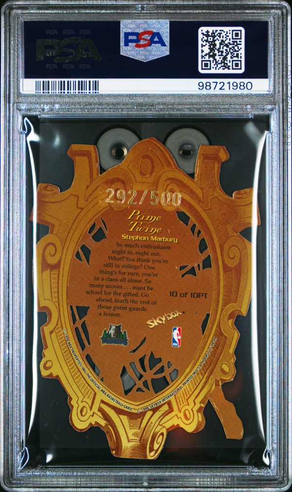 1998 Hoops Prime Twine Stephon Marbury #10 /500  PSA 9 Mint - Image 2