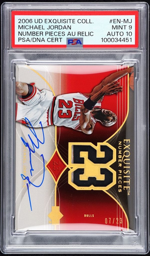 2006 UD Exquisite Collection Number Pieces Michael Jordan /23 #EN-MJ PSA 9 Auto 10