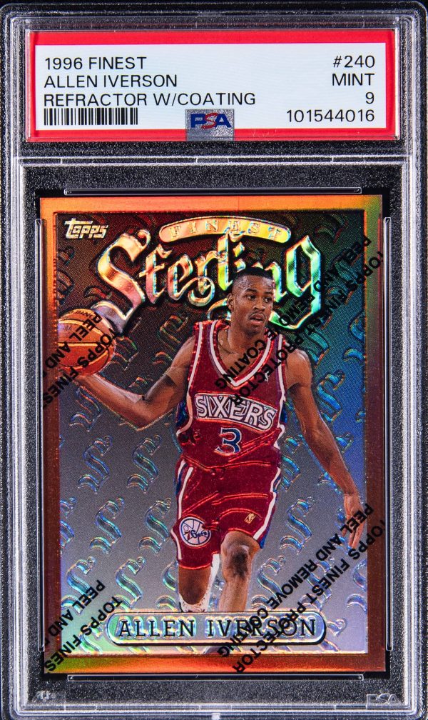 1996 Topps Finest Refractor Allen Iverson with Coating #250 PSA 9 Mint