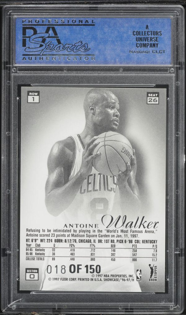 1996 Flair Showcase Legacy Collection Row 1 Antoine Walker /150 #26 PSA 8 - Image 2
