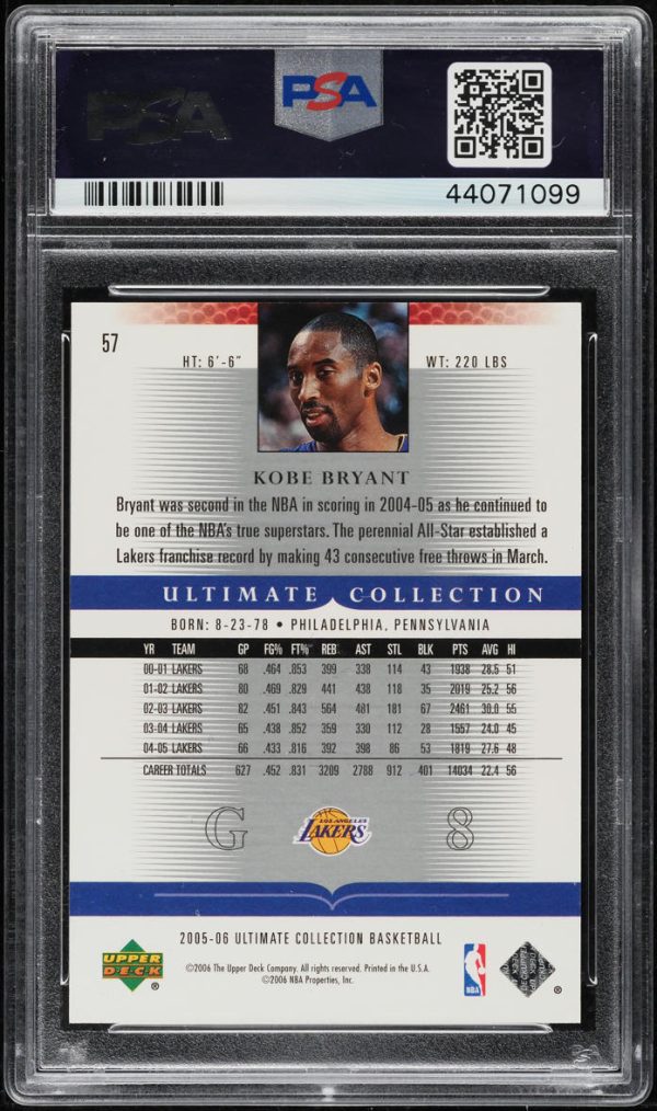 2005 Ultimate Collection Silver Kobe Bryant /25 #57 PSA 10 GEM MINT - Image 2