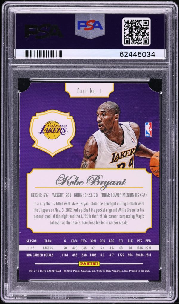 2012 Elite Status Die-Cut Kobe Bryant /24 #1 PSA 9 MINT - Image 2