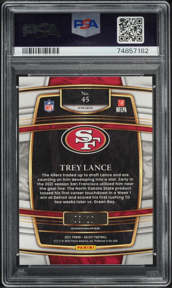 2021 Select Concourse Pink Prizm Trey Lance ROOKIE /10 #45 PSA 10 GEM MINT - Image 2