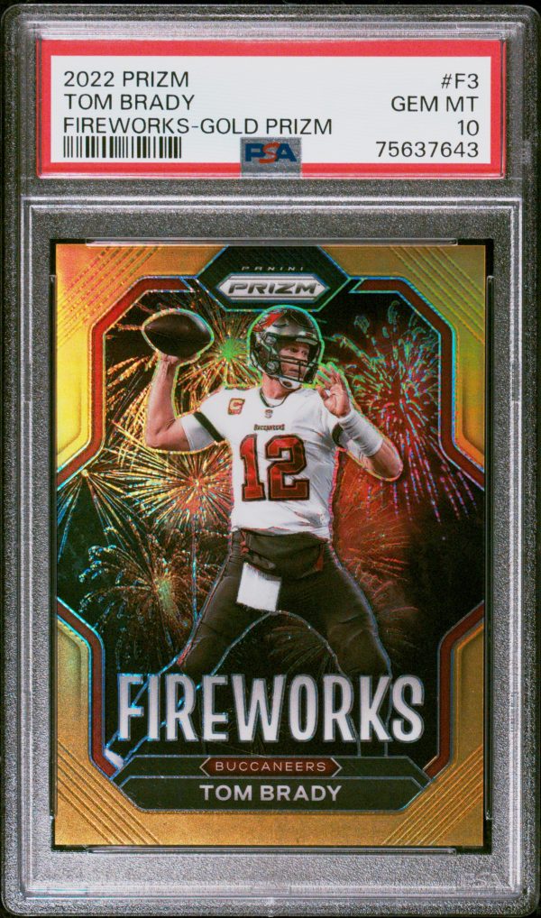 2022 Prizm Fireworks Gold Prizm Tom Brady /10 #F3 PSA 10 Gem Mint