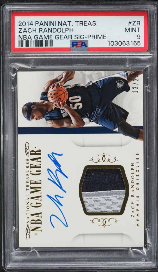 2014 National Treasures NBA Game Gear Prime Zach Randolph PATCH AUTO /25 PSA 9