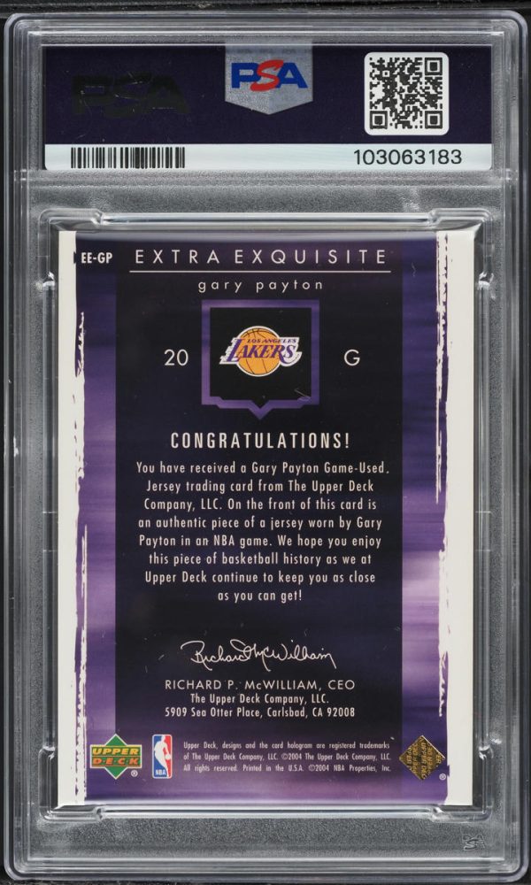 2003 Exquisite Collection Extra Gary Payton PATCH /75 #EE-GP PSA 9 MINT - Image 2