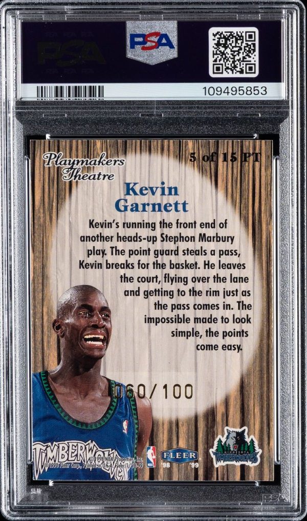 1998 Fleer Tradition Playmakers Theatre KEVIN GARNETT /100 #5 PSA 8 - Image 2