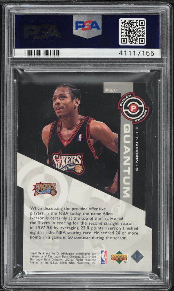 1998 Upper Deck Super Powers Quantum Silver Allen Iverson /100 #PS20 PSA 9 MINT - Image 2