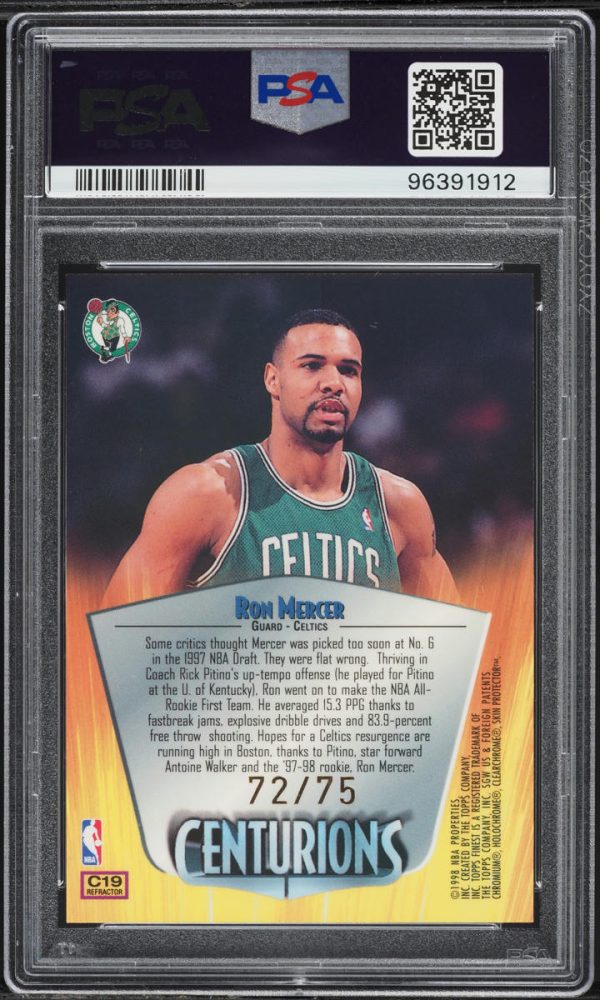 1998 Finest Centurions Refractor Ron Mercer /75 #C19 PSA 9 MINT - Image 2