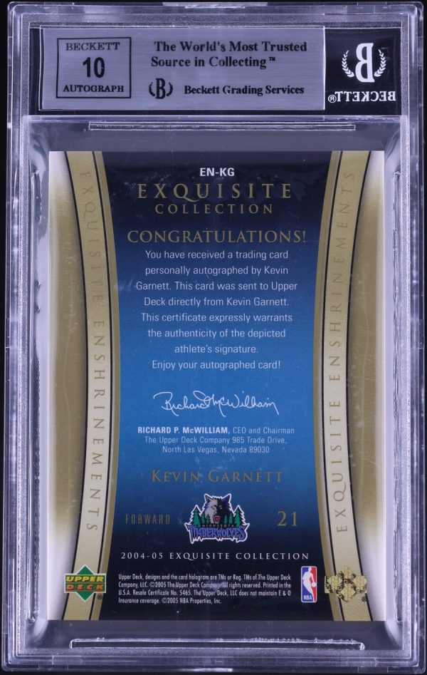 2004 Exquisite Collection Enshrinements Kevin Garnett AUTO /25 #EN-KG BGS 8.5 - Image 2