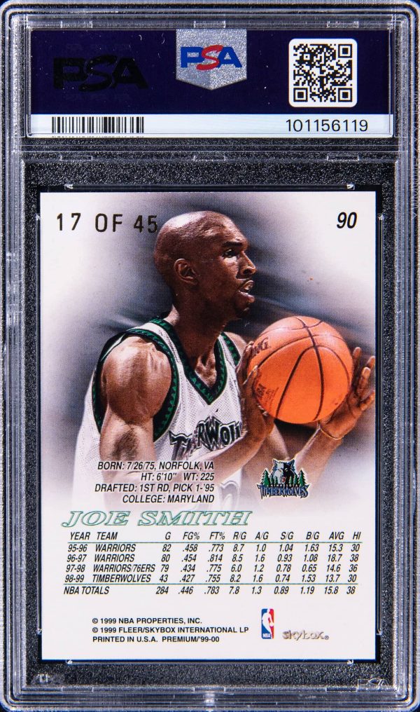 1999 Skybox Premium Star Rubies Joe Smith #90 /45 PSA 8 - Image 2