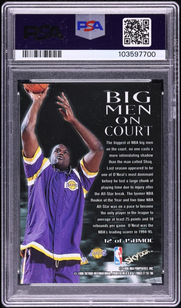1997 Skybox Z-Force Big Men On Court Shaquille O'Neal #12 PSA 10 GEM MINT - Image 2