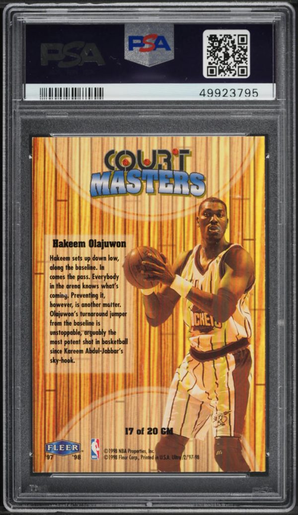 1997 Ultra Court Masters Hakeem Olajuwon #17CM PSA 9 MINT - Image 2