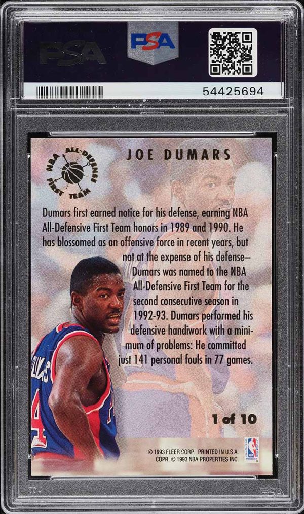 1993 Ultra All-Defensive Joe Dumars #1 PSA 10 GEM MINT - Image 2