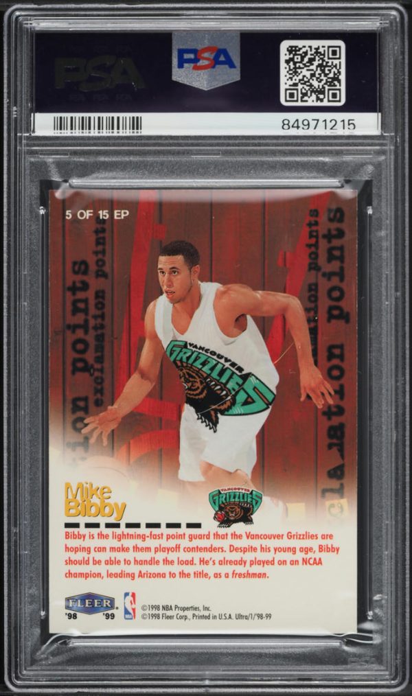 1998 Ultra Exclamation Points Mike Bibby #5 PSA 9 MINT - Image 2